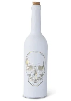 11 Inch Matte White Halloween LED Skull Bottle