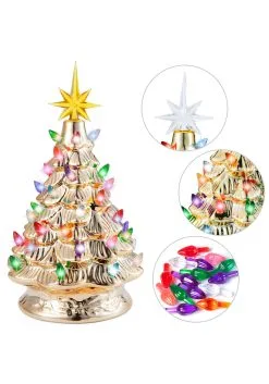 12" Gold Ceramic Christmas Tree Decoration