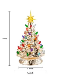 12" Gold Ceramic Christmas Tree Decoration 12 12" Gold Ceramic Christmas Tree Decoration -Animatronics Shop 12 gold ceramic christmas tree alt 4