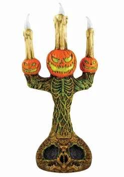 14" Creepy Pumpkin Halloween Candelabra