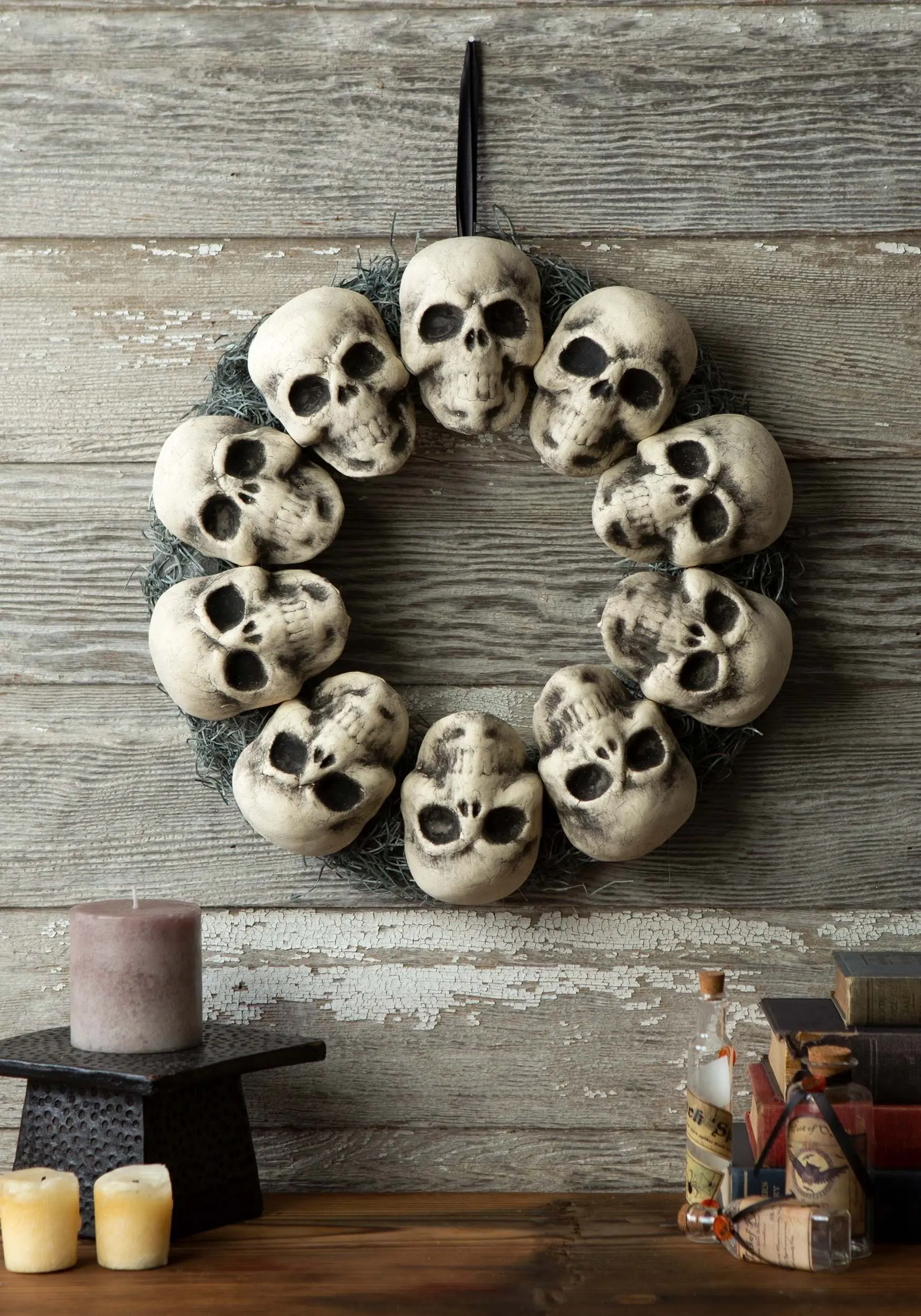 15in Skull Wreath Halloween Decoration 2 15in Skull Wreath Halloween Decoration