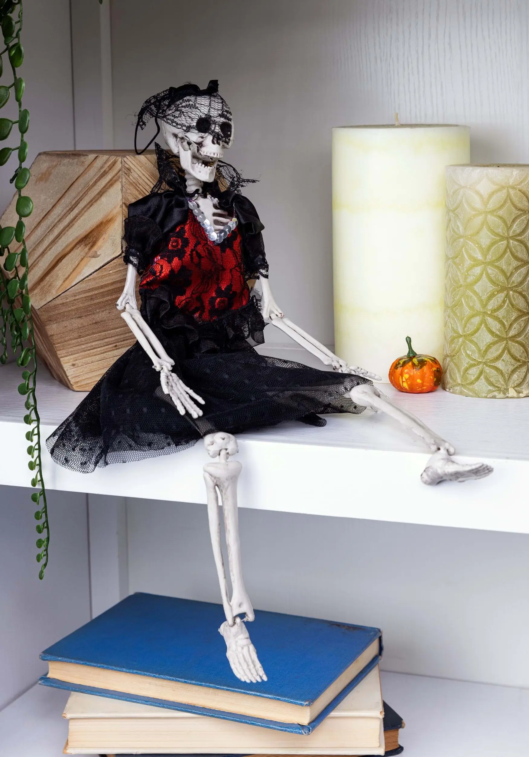 16 Inch Hanging Gothic Dress Skeleton Lady Halloween Decoration 5 16 Inch Hanging Gothic Dress Skeleton Lady Halloween Decoration - Image 3