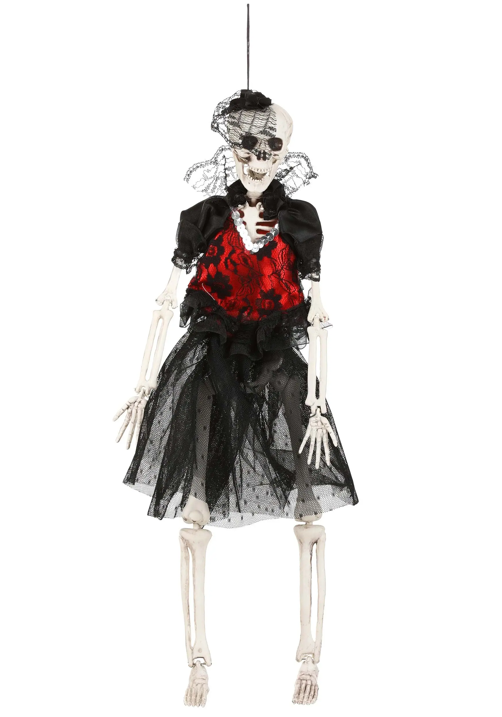 16 Inch Hanging Gothic Dress Skeleton Lady Halloween Decoration 6 16 Inch Hanging Gothic Dress Skeleton Lady Halloween Decoration - Image 4
