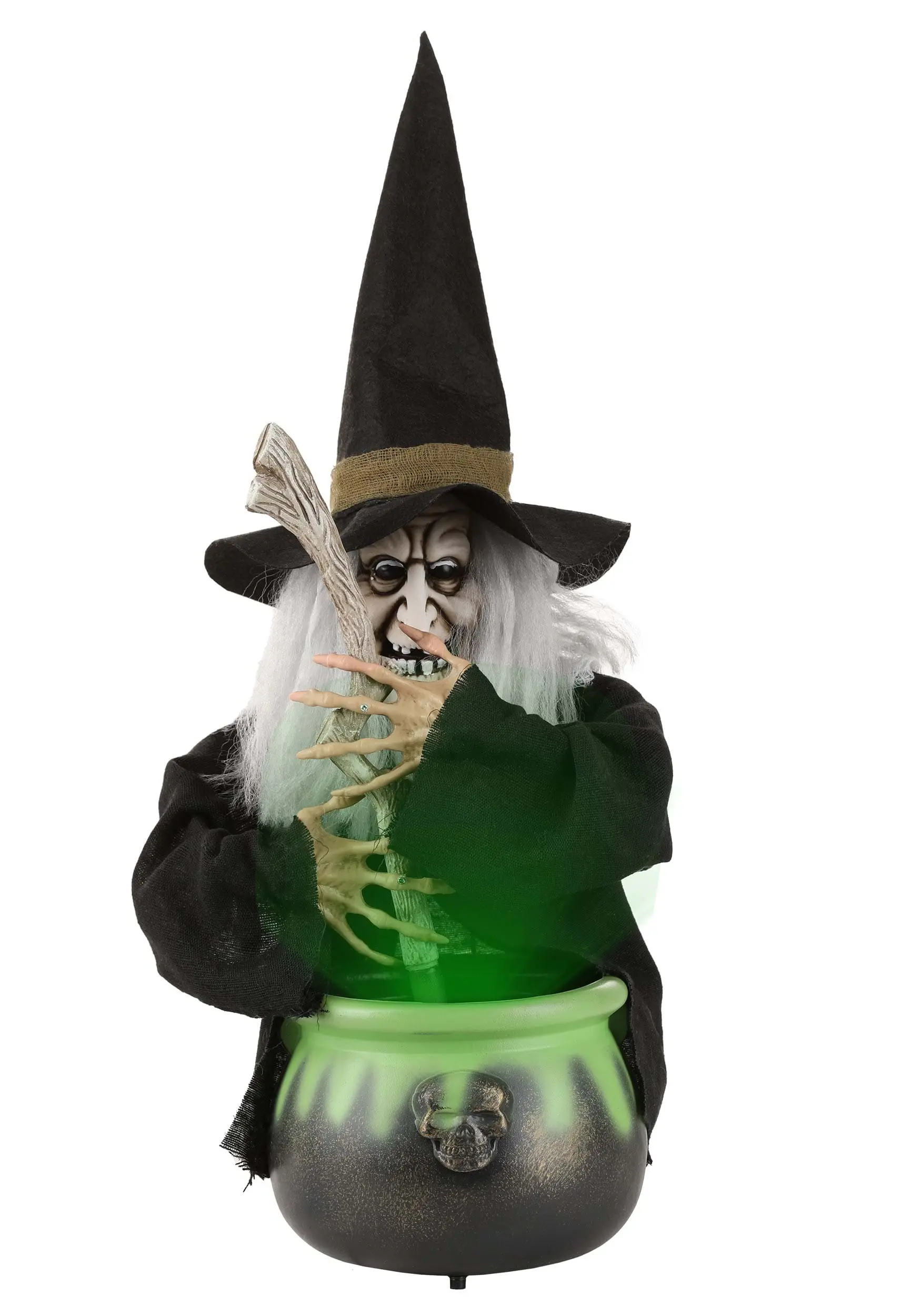 17" Brewing Witch With Black Cauldron 6 17" Brewing Witch With Black Cauldron - Image 4