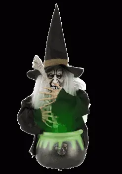 17" Brewing Witch With Black Cauldron 11 17" Brewing Witch With Black Cauldron -Animatronics Shop 17 h black brewing witch w cauldron alt 4