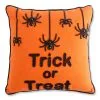 18 Inch Orange Square Beaded TRICK OR TREAT Pillow With Spiders 2 18 Inch Orange Square Beaded TRICK OR TREAT Pillow With Spiders -Animatronics Shop 18 orange square beaded trick or treat pillow w