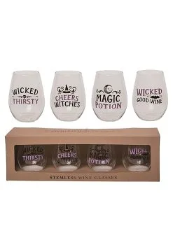 Witchy 18oz Glass Stemless Wine Glass Set