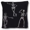 20-Inch Black & Cream Skeleton Cotton Knit Pillow -Animatronics Shop 20 inch cotton knit black cream skeleton pillow