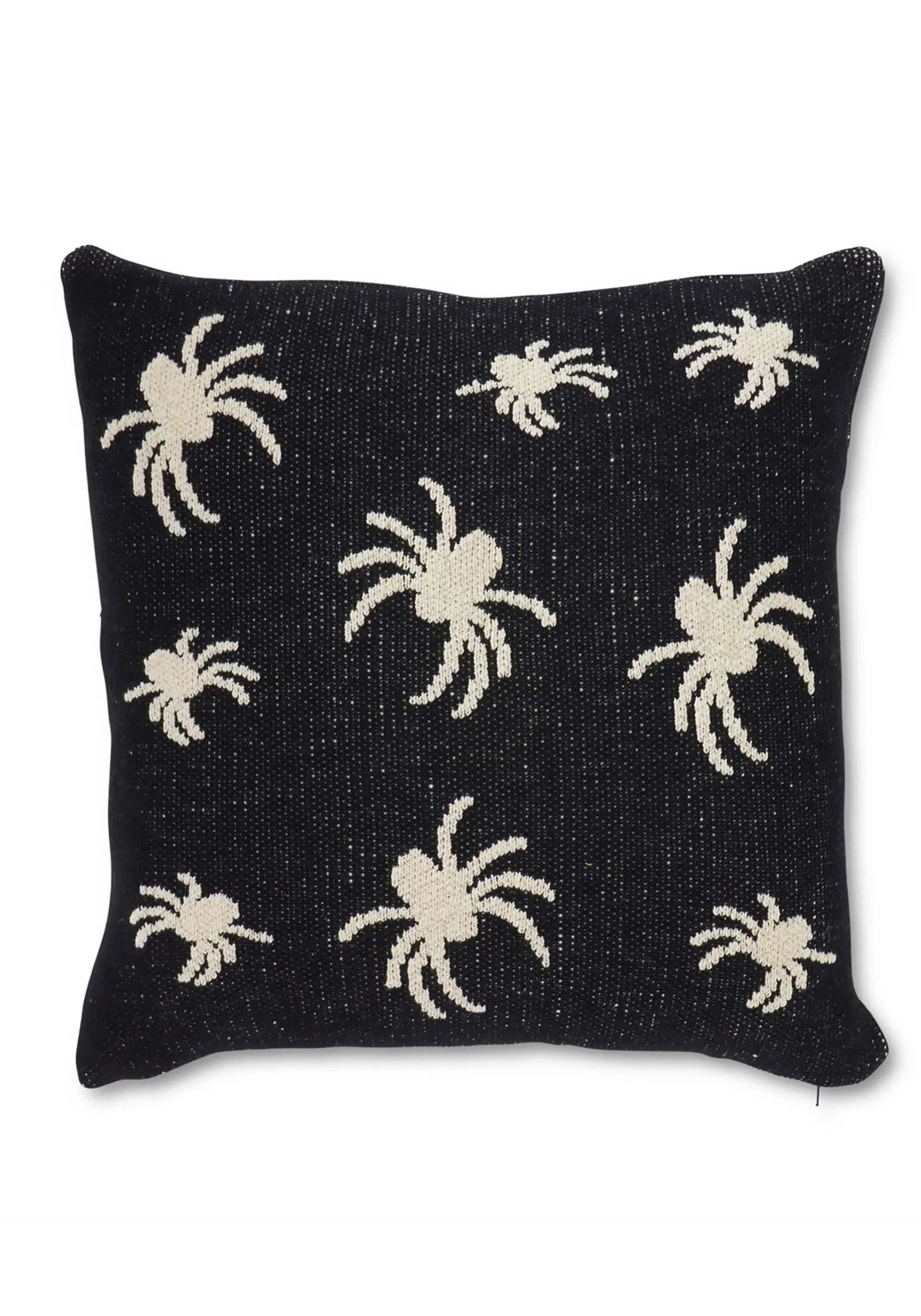 20-Inch Black & Cream Spider Cotton Knit Pillow 3 20-Inch Black & Cream Spider Cotton Knit Pillow