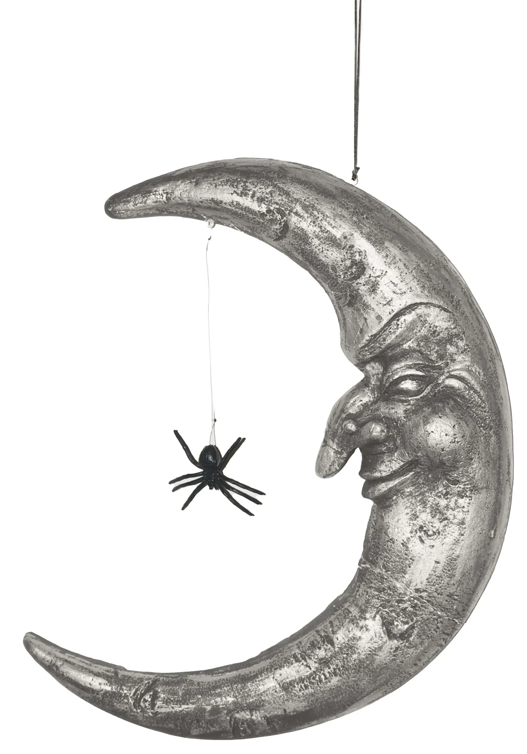 20" Hanging Moon With Spider Decoration 3 20" Hanging Moon With Spider Decoration