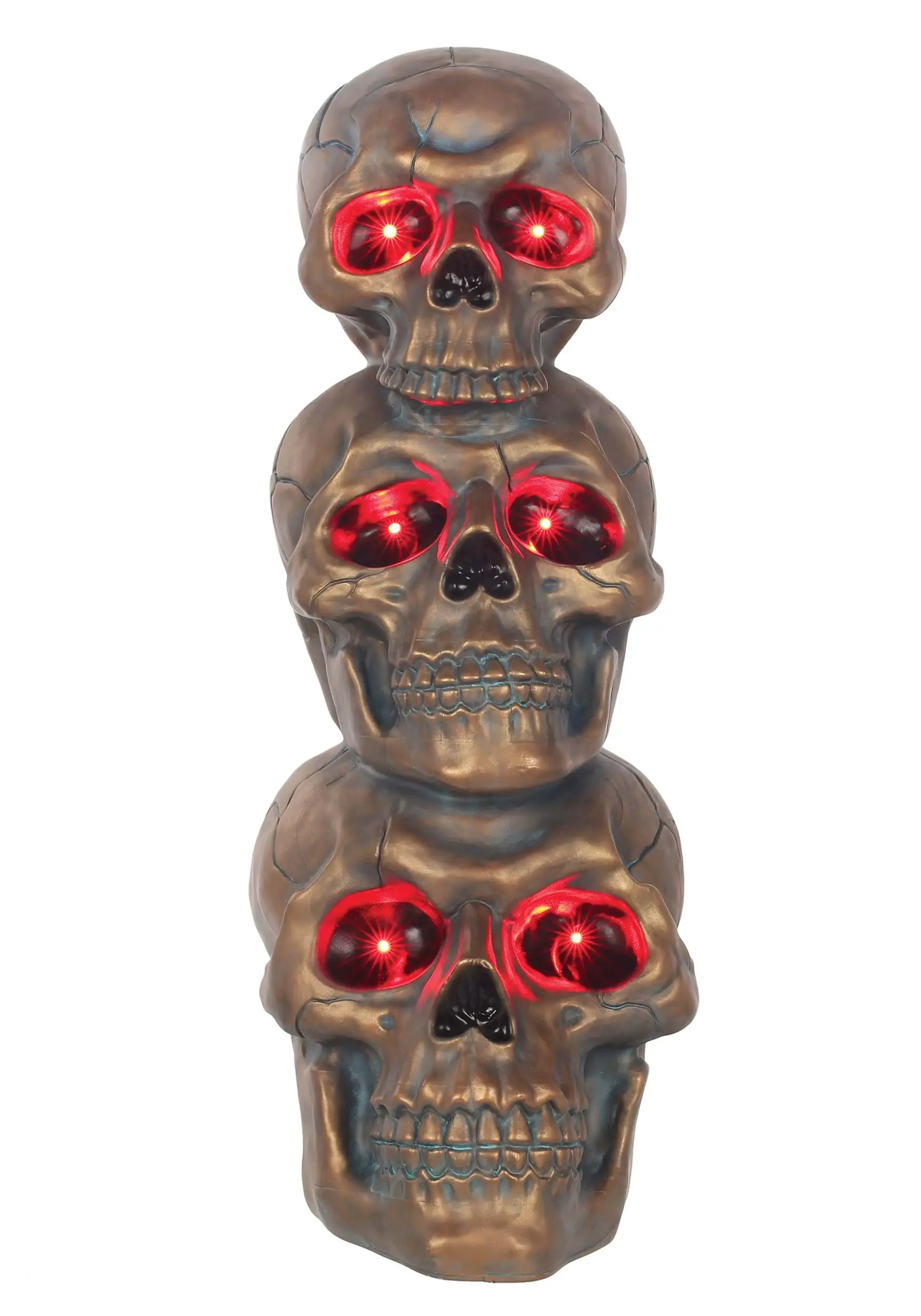 27.5 Inch Bronze Light Up Stack Of Skulls 3 27.5 Inch Bronze Light Up Stack Of Skulls