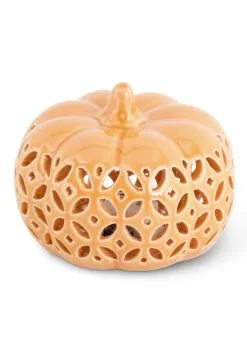 3.5" Ceramic Orange Cutout LED Pumpkin