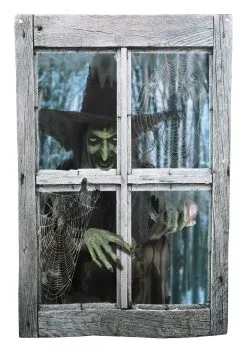 47-Inch Witch Outside The Window Printed Curtain Decoration 5 47-Inch Witch Outside The Window Printed Curtain Decoration -Animatronics Shop 47 witch outside the window printed curtain alt 1
