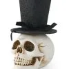 5 Inch Resin Skull With Glittery Black Top Hat -Animatronics Shop 5 inch resin skull with glittery black top hat