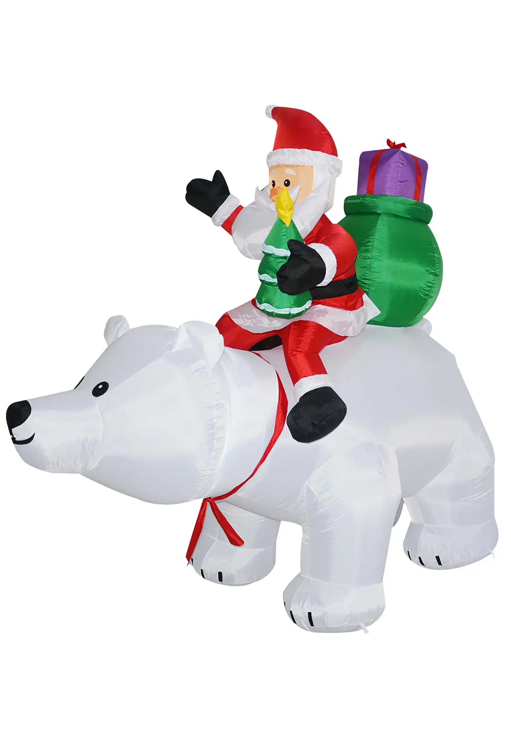 Animated 6FT Polar Bear With Santa Inflatable Decoration 3 Animated 6FT Polar Bear With Santa Inflatable Decoration