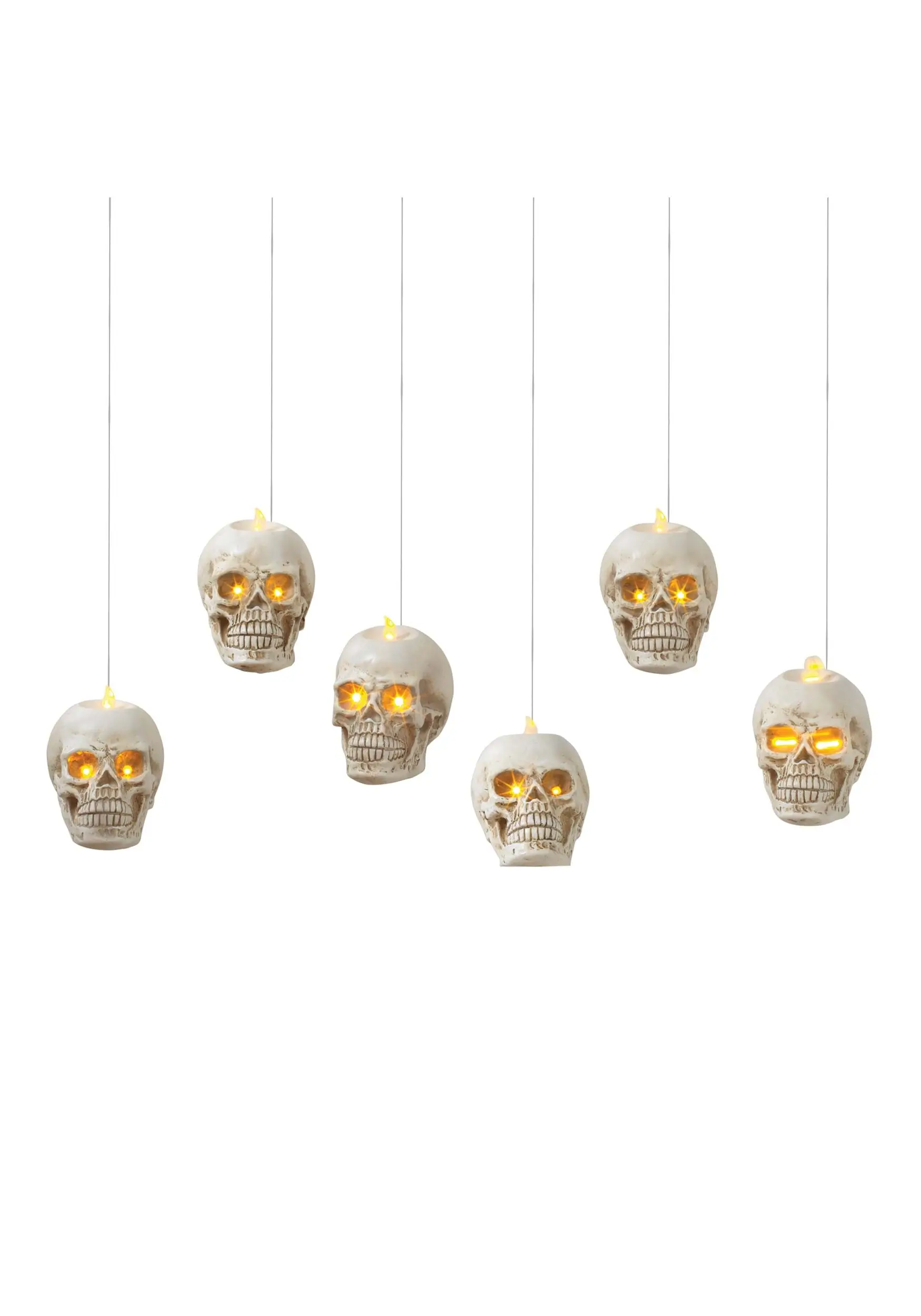 6 Lighted Hanging Skulls Decoration W/ Remote Control 3 6 Lighted Hanging Skulls Decoration W/ Remote Control