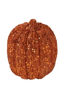 Six Inch Orange Glitter Pumpkin -Animatronics Shop 6 orange glitter pumpkin alt 1