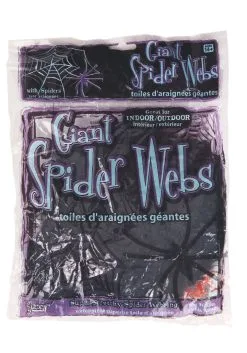 Black 60g Large Spider Web W/Spiders Decoration