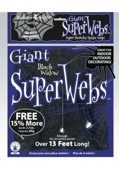 60g Large Black Spider Web With Spiders Decoration