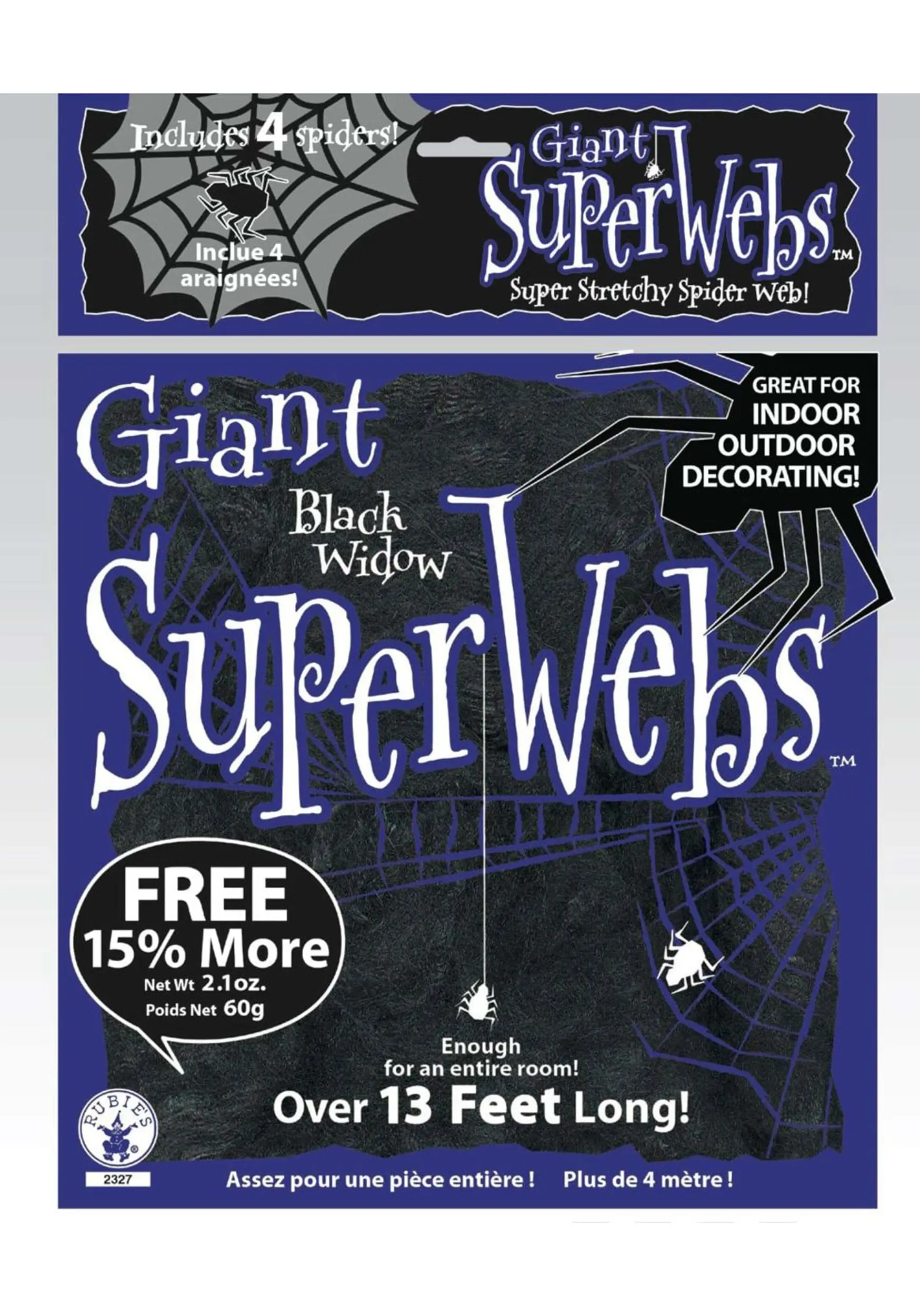60g Large Black Spider Web With Spiders Decoration 3 60g Large Black Spider Web With Spiders Decoration