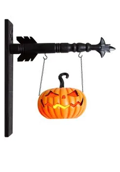 7 Inch Orange Resin LED Jack O Lantern Arrow Figure