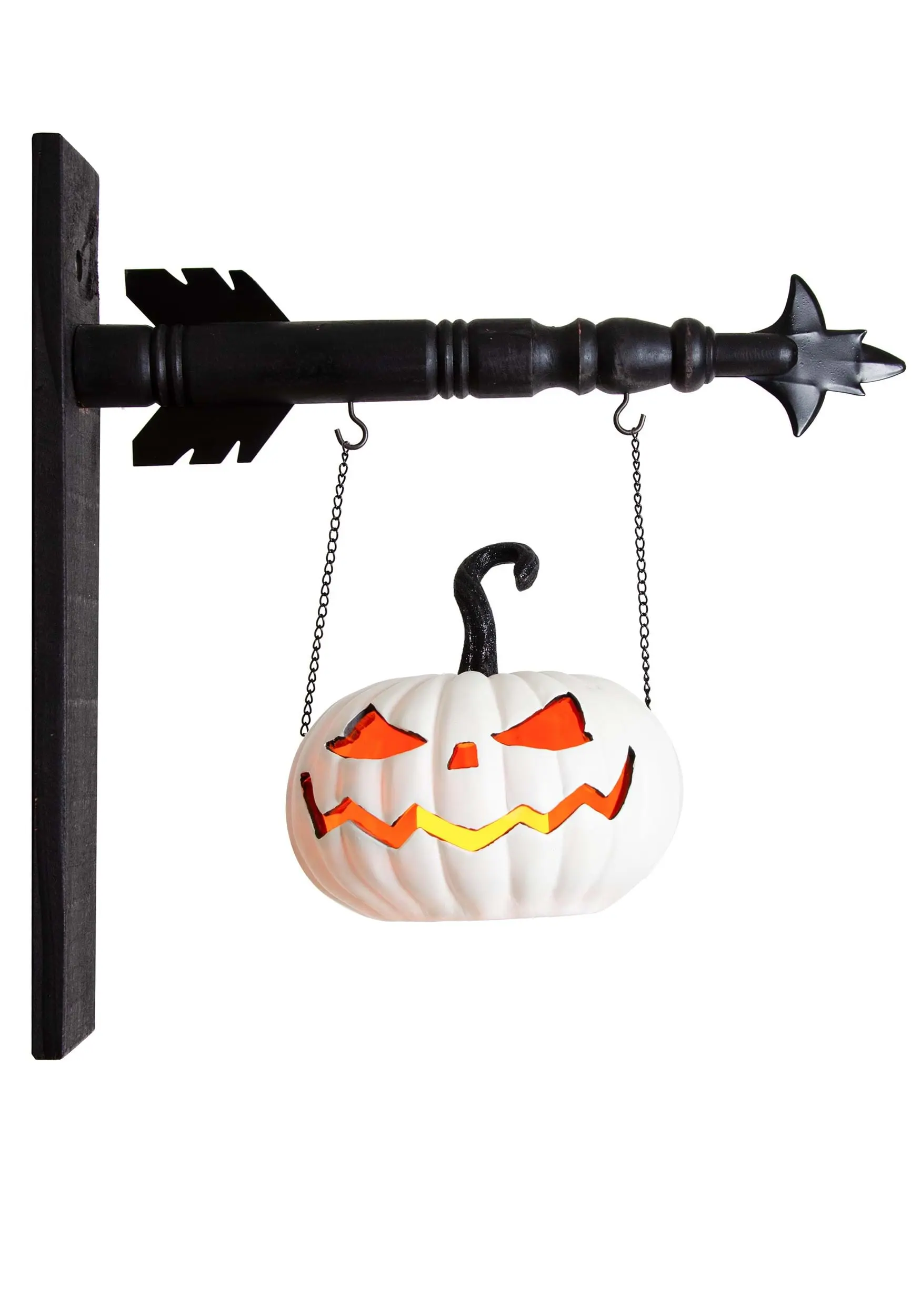 7 Inch White Resin LED Jack O Lantern Arrow Figure 3 7 Inch White Resin LED Jack O Lantern Arrow Figure