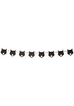 72 Inch Glittered Scaredy Cat Garland 7 72 Inch Glittered Scaredy Cat Garland -Animatronics Shop 72 glittered scaredy cat silhouette garland alt 1