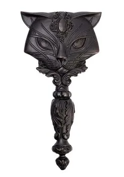 8 Inch Black Cat Hand Mirror -Animatronics Shop 8 black cat hand mirror alt 1