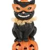 8" Party Hat Black Cat On LED Pumpkin 1 8" Party Hat Black Cat On LED Pumpkin -Animatronics Shop 8 inch black cat with party hat on led pumpkin