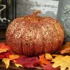 Eight Inch Orange Glitter Pumpkin -Animatronics Shop 8 orange glitter pumpkin