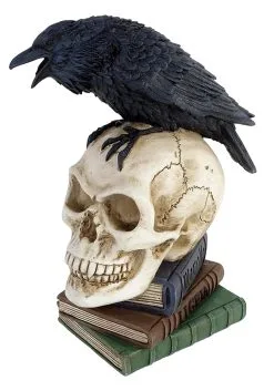 Poe's 8" Raven Skull Decoration