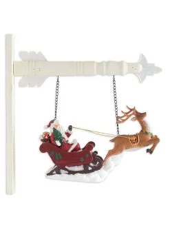 8 Inch Santa Riding Sleigh With Reindeer Arrow Figure