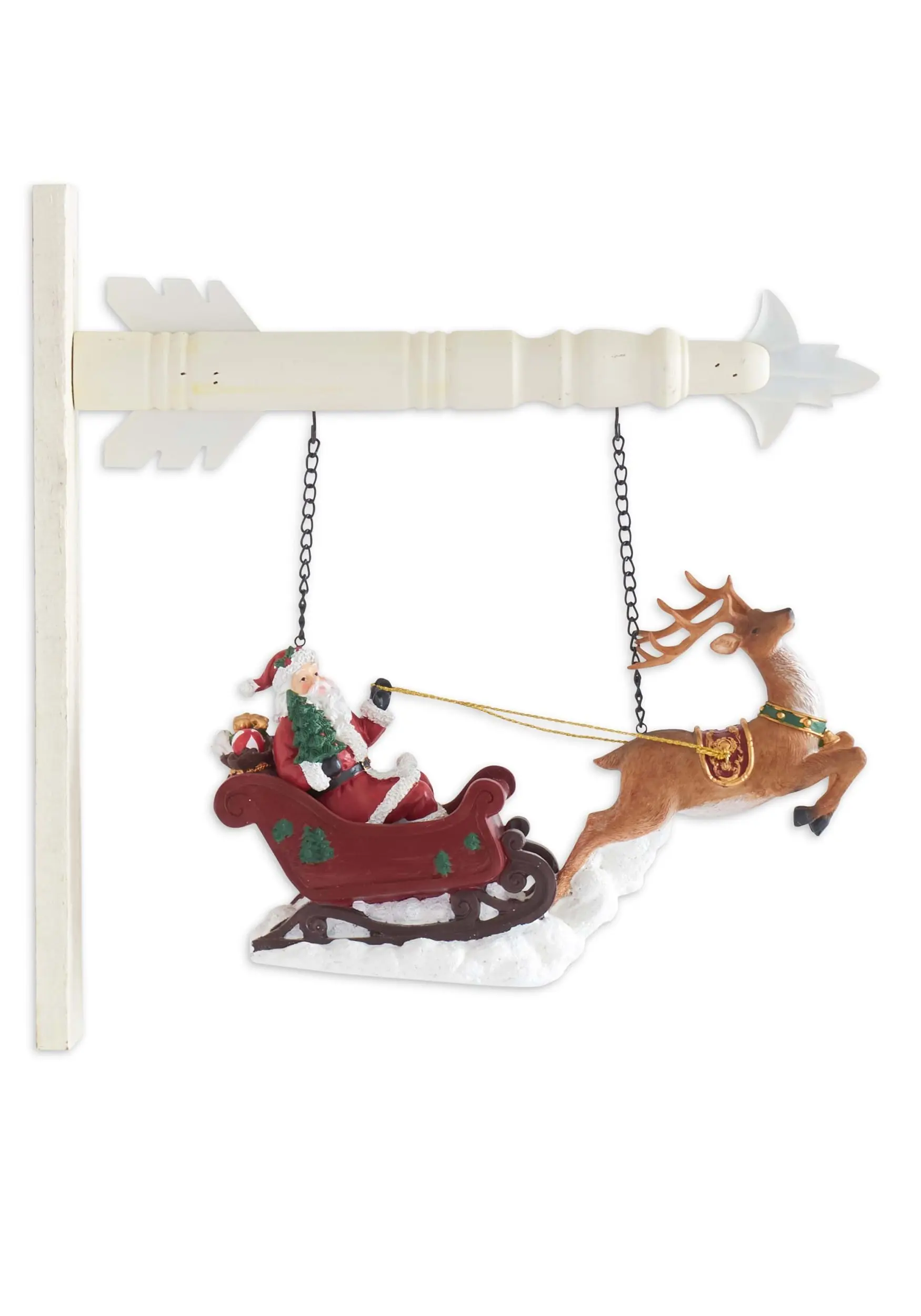 8 Inch Santa Riding Sleigh With Reindeer Arrow Figure 3 8 Inch Santa Riding Sleigh With Reindeer Arrow Figure