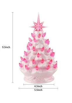 Pink Ceramic 10" Christmas Tree Decoration -Animatronics Shop 9 inch pink ceramic christmas tree decoration alt 4