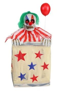 Animated Evil Clown In Box Halloween Prop -Animatronics Shop animated clown in box alt 4