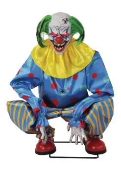 Animated Crouching Blue Clown Decoration
