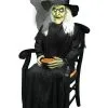 Animated Sitting Witch With Candy Bowl -Animatronics Shop animated sitting witch candy bowl