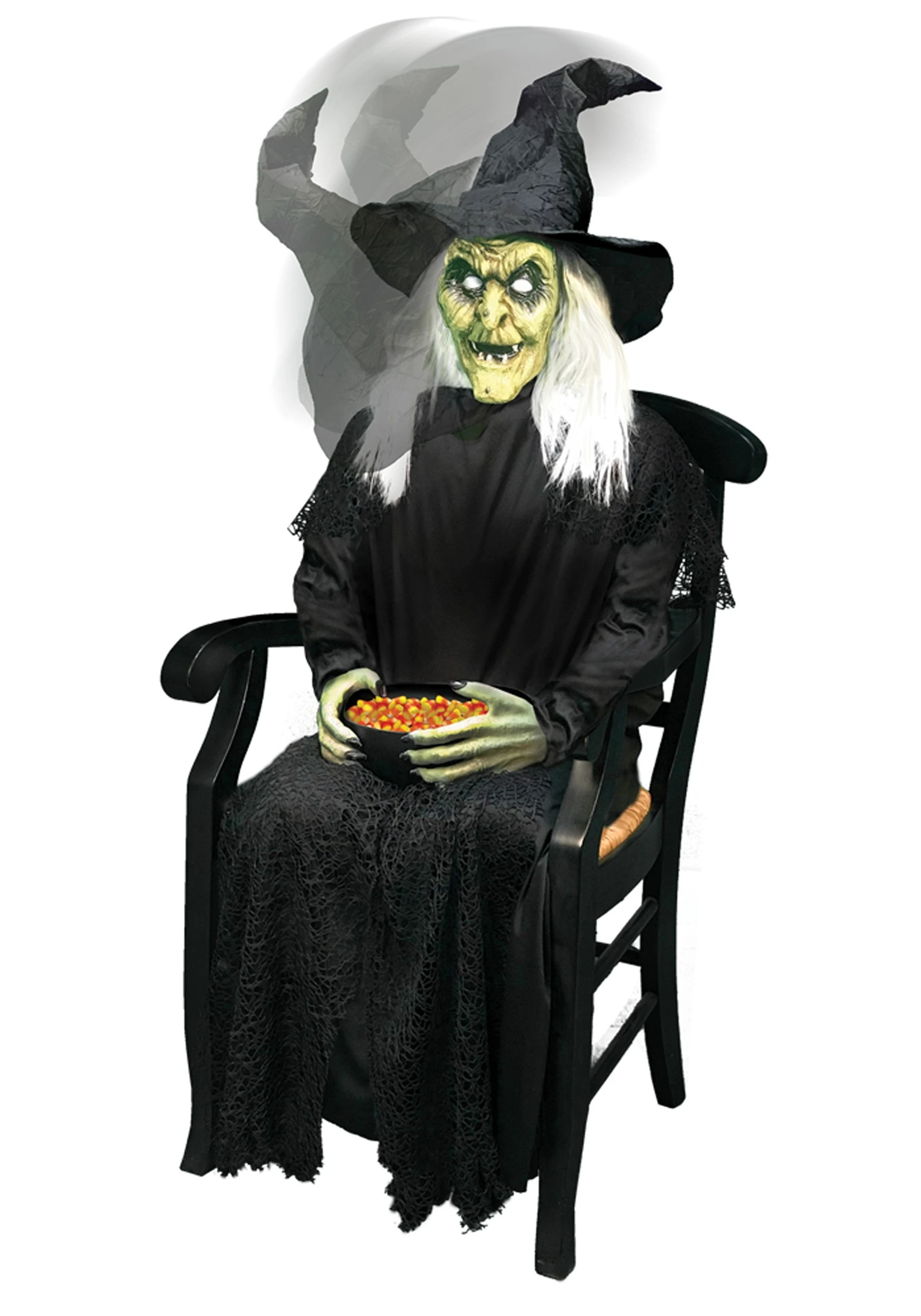 Animated Sitting Witch With Candy Bowl 3 Animated Sitting Witch With Candy Bowl
