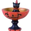 Resin Black Cat Treat Stand 2 Resin Black Cat Treat Stand -Animatronics Shop black cat resin treat stand halloween decor