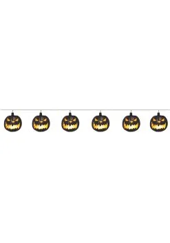 Light Up Black Jack-o-Lantern Garland