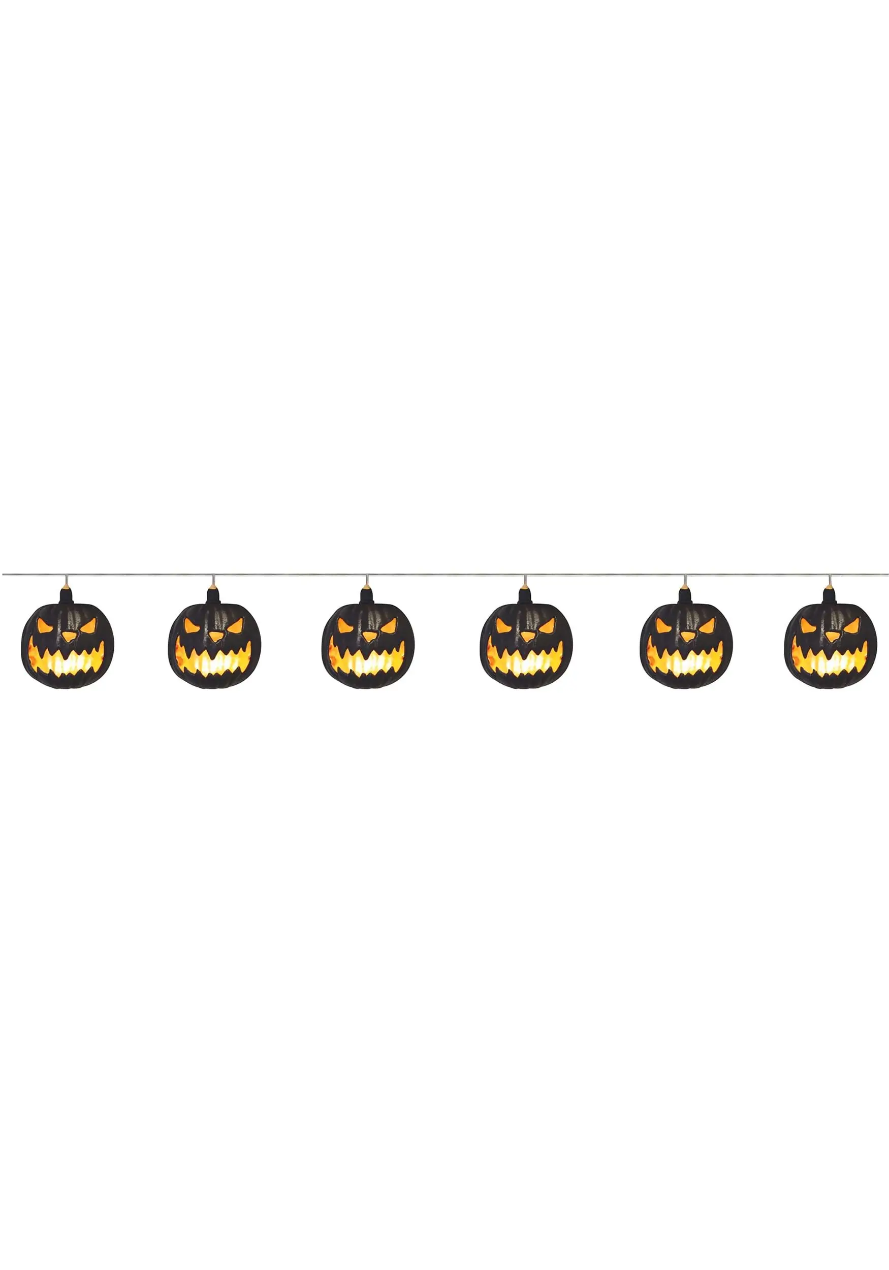 Light Up Black Jack-o-Lantern Garland 3 Light Up Black Jack-o-Lantern Garland