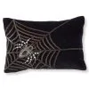 14 Inch Black Velvet Pillow With Chain Web And Beaded Spider 2 14 Inch Black Velvet Pillow With Chain Web And Beaded Spider -Animatronics Shop black velvet pillow with chain web and beaded spider