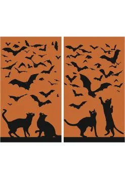 Silhouette Cats And Bats Window Poster