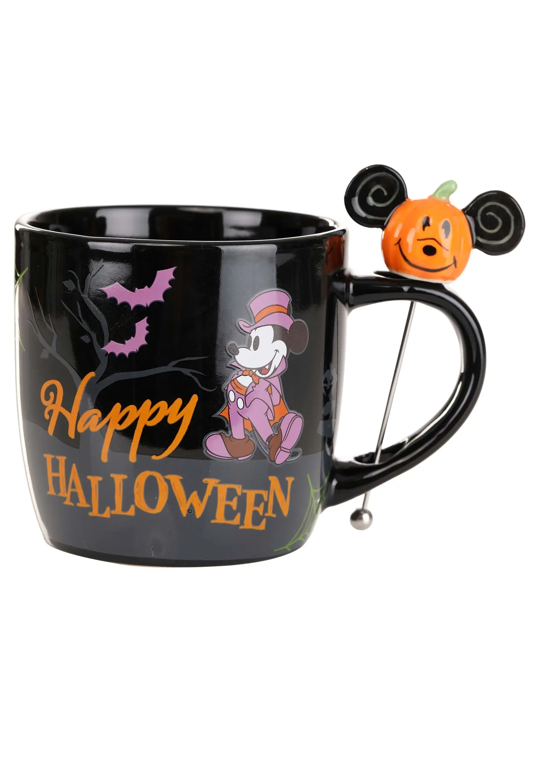 Happy Halloween Black Stirrer Mickey Disney Mug 3 Happy Halloween Black Stirrer Mickey Disney Mug