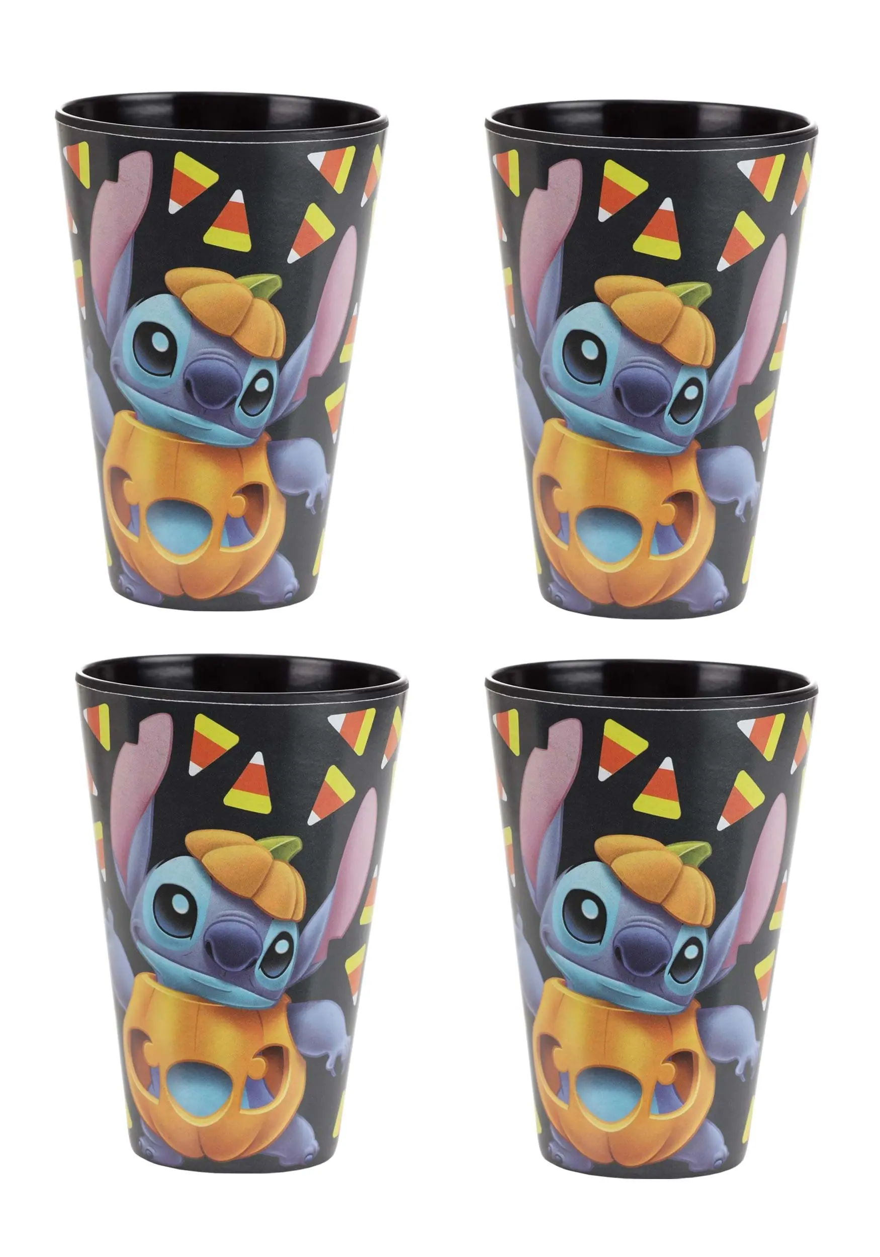 Adult Disney Stitch Jack O'Lantern Black Tumblers Set Of 4 3 Adult Disney Stitch Jack O'Lantern Black Tumblers Set Of 4