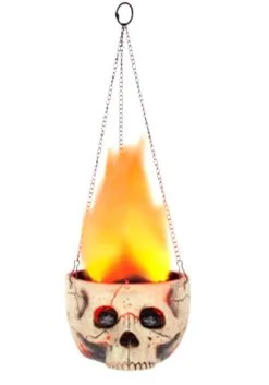 Flaming Fire Skull Sconce Halloween Prop