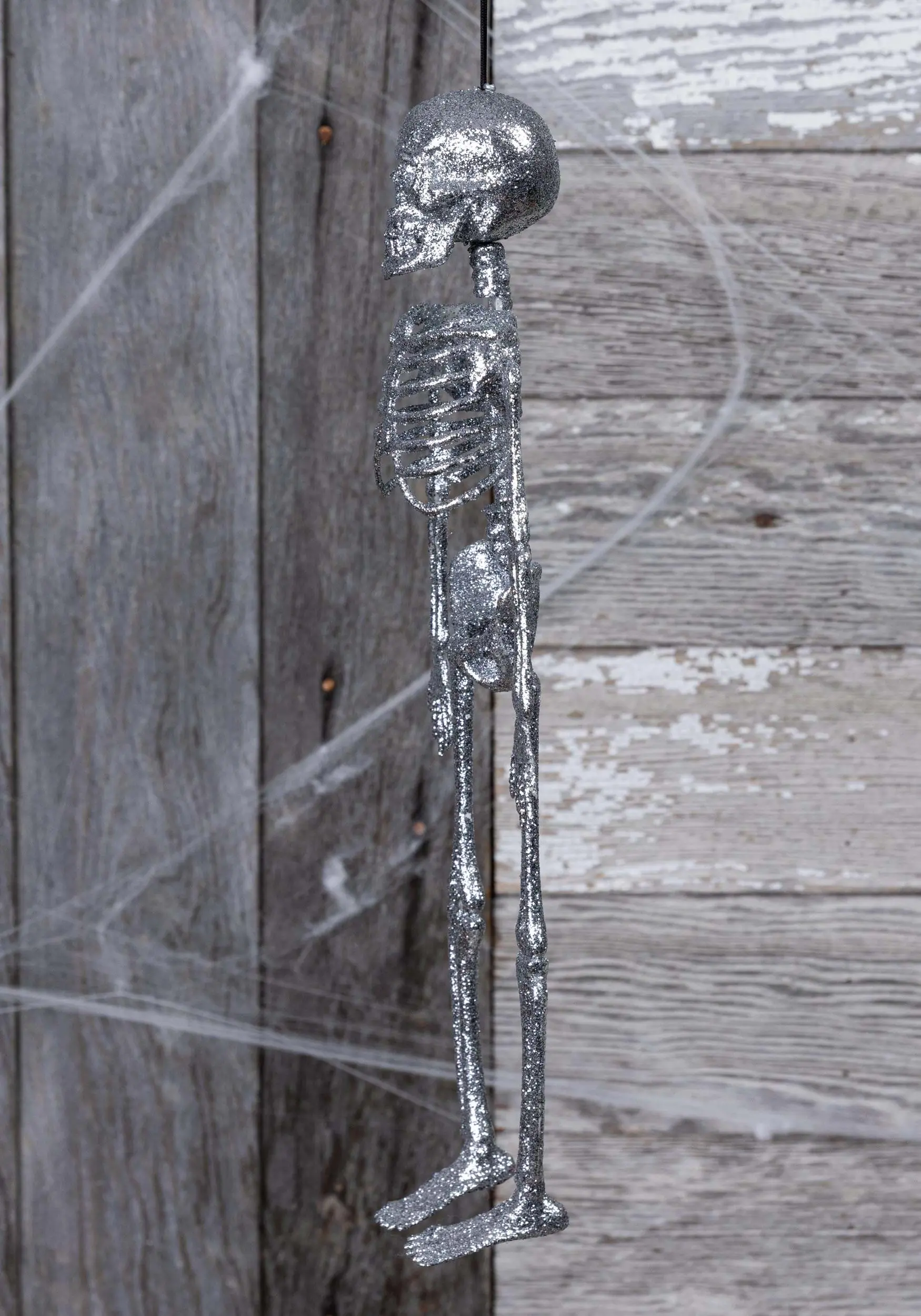 Silver Glitter Skeleton Halloween Decoration 4 Silver Glitter Skeleton Halloween Decoration - Image 2