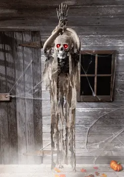 Hanging Animatronic Skeleton Decoration -Animatronics Shop hanging ghost with movinglightsound alt 6