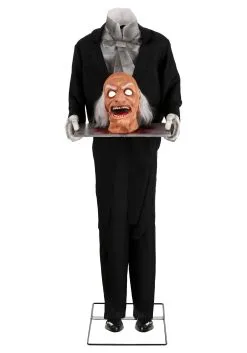 Head On A Platter Butler Halloween Decoration -Animatronics Shop head on a platter butler decoration alt 5