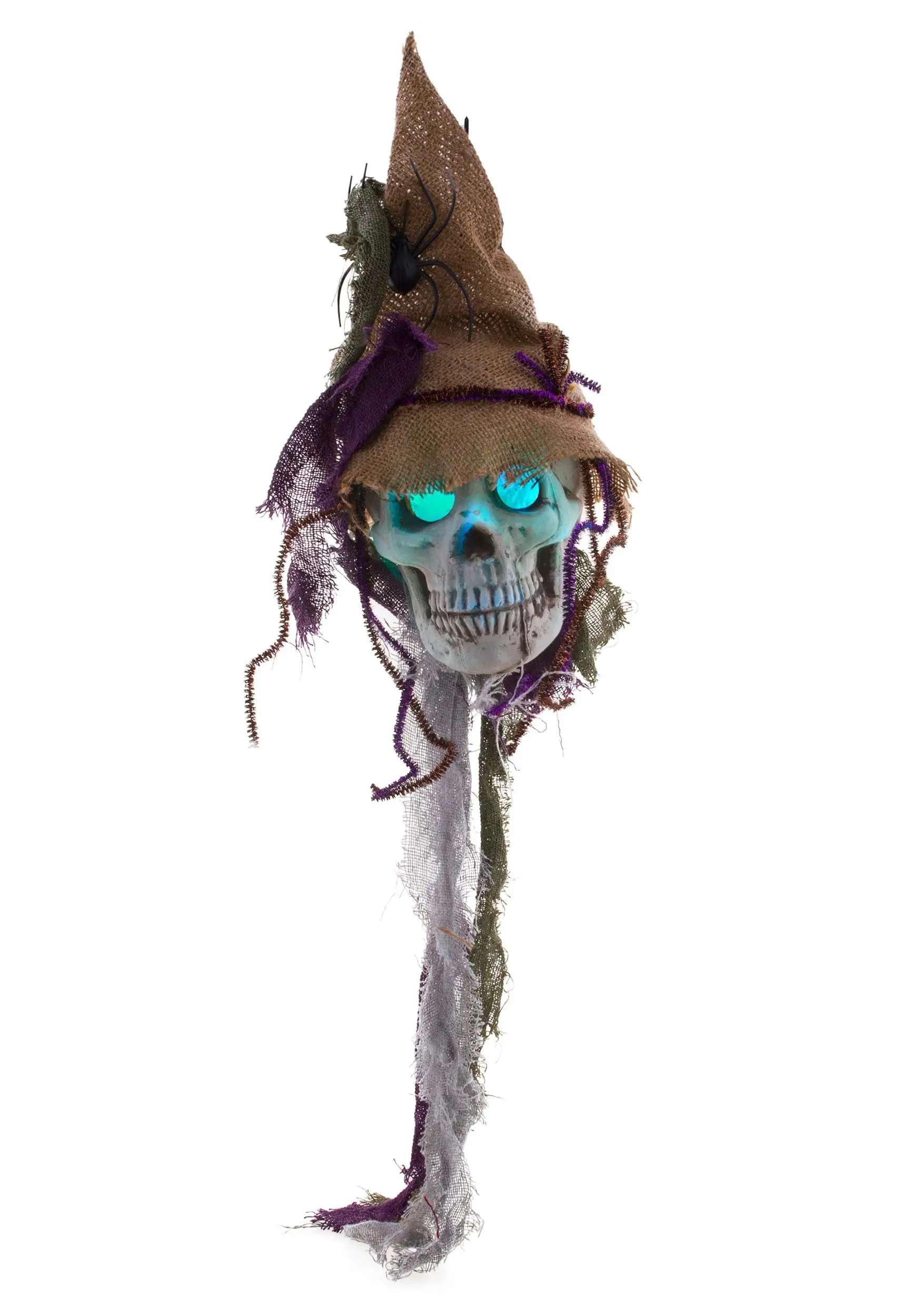 Light Up Hanging Skeleton Scarecrow Head Decoration 3 Light Up Hanging Skeleton Scarecrow Head Decoration